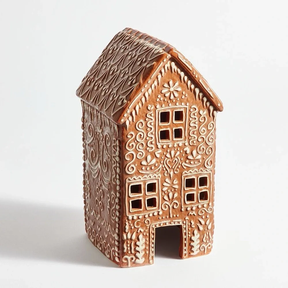 Handcrafted Gingerbread Village House, 1~Tall, Brown